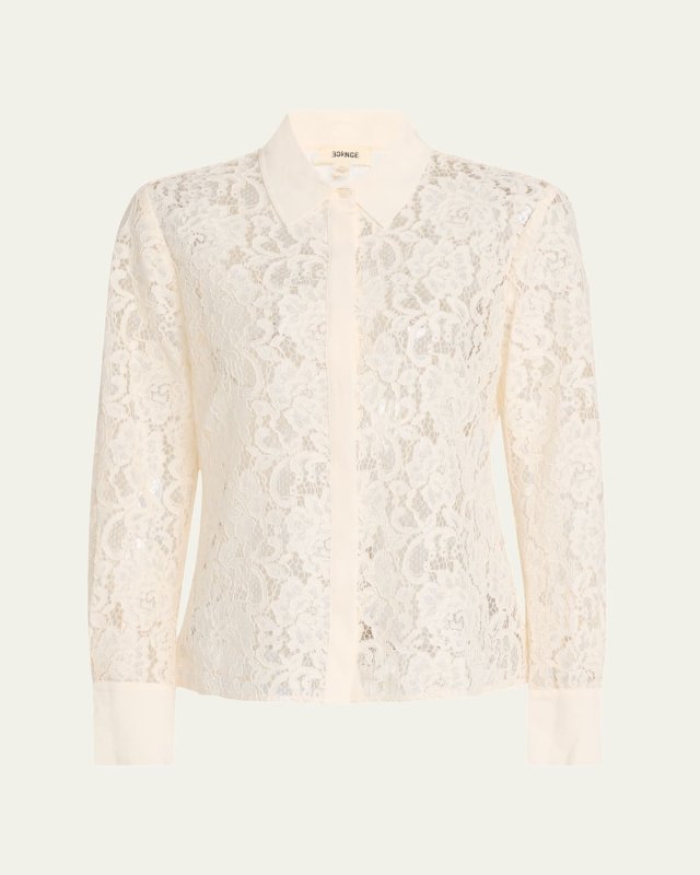 Maia Lace Button-Front Blouse